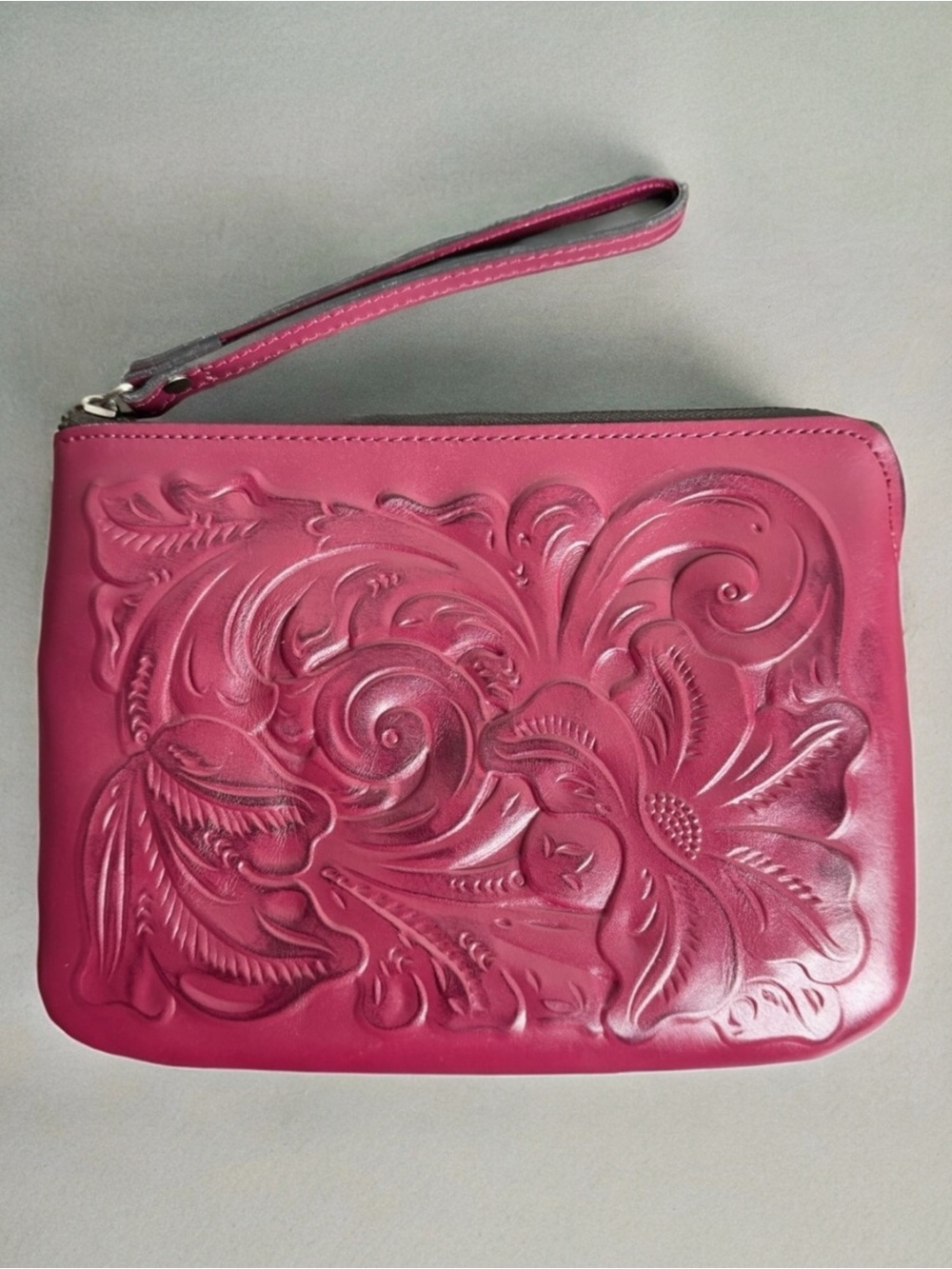 Patricia Nash Tooled Leather Cassini Wristlet in Magenta (Pink), NWOT